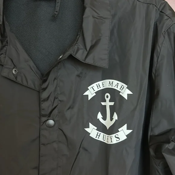Black the mad Huey’s  Anchor Logo Men's Jacket - Picture 3 of 4